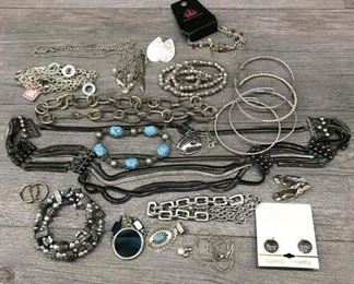 Silver tone jewelry lot 