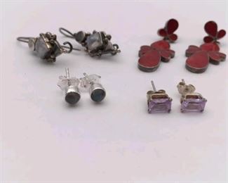 Vintage sterling silver gemstone drop earrings $20 each or $60 for all