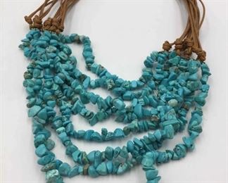 Turquoise gemstone beaded necklace $50