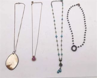 4 piece lot of 925 sterling silver gemstone pendants chain necklaces $75  for all or $25 each