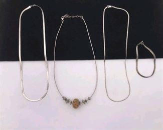 4 peice lot of 925 sterling silver simulated pendant necklaces and one bracelet $60 for all 