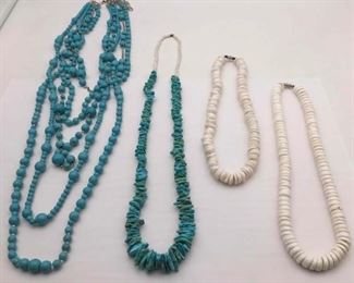 Turquoise and shell necklaces $20 each or all for $60
