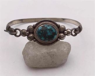 925 sterling silver blue turquoise cuff bangle 6.25 $60