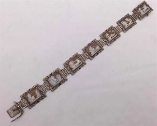 925 sterling silver Cameo marcasite bracelet 26.1 grams $150
