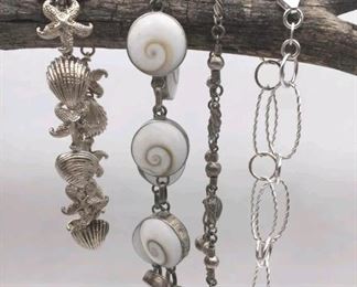 925 Sterling silver oval star oyster bead shovel shell bracelets $80 for all or $25 each