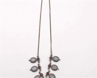 925 Sterling silver multi shape moonstone garnet chain $100