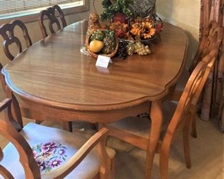 Fruitwood dining table & 6 chairs