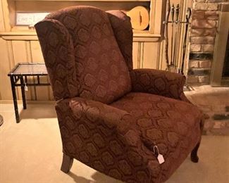 One of two wingback recliners
