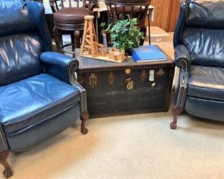 Two fabulous leather wingback recliners