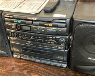 Sharp tape deck with speakers