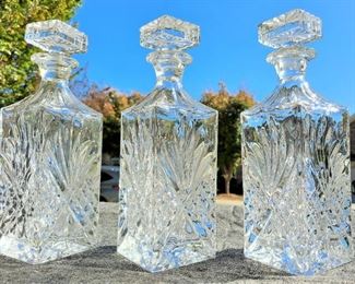 3 CRYSTAL DECANTER LOT