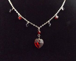 .925 Sterling Silver Faceted Heart Dangle Necklace
