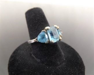 .925 Sterling Silver Topaz Ring Size 7.75
