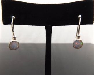 .925 Sterling Silver Opal Hook Earrings

