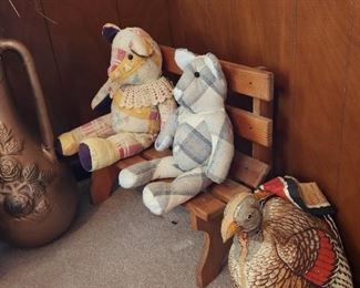 Stuffed quilted animals - small bench