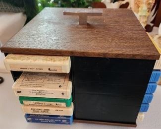 8 track tapes in holder