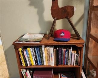 Books, bookcase and wooden deer (comes apart to store)