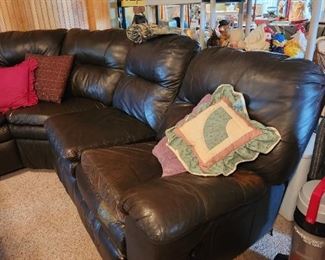 Large leather sectional -  has some wear - look at all pictures