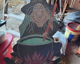 Wooden with h with cauldron in Garage