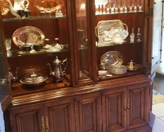 Lighted China cabinet with doors open