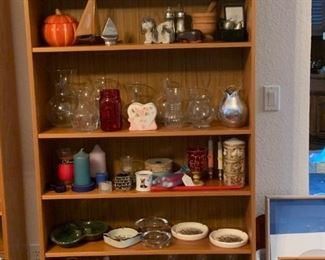 Mid-century ashtrays, Playboy porcelain tankard, 1920s army issue cooking pot, glassware, pottery oil lamps, candles, vases