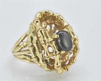18K Gold & Black Sapphire Ring