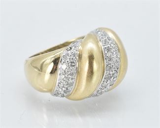 14K Gold, White Gold and Diamond Ring