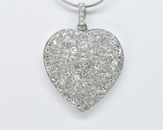 Platinum and 14K Diamond Heart Pendant