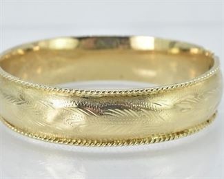14K Italian Gold Hinged Bracelet