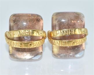 Chanel '96 Lilac Glass Cabochon Clip Earrings
