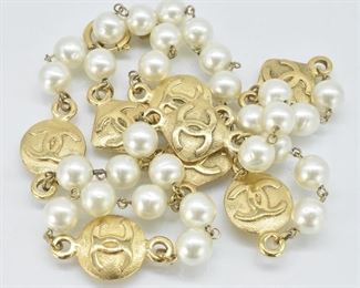 Chanel '80 Faux Pearl and 10 Gold Tone Medallions