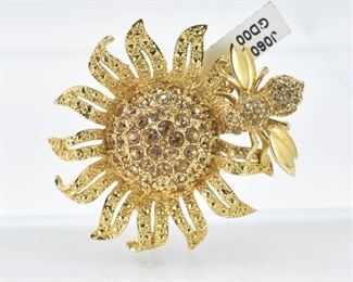 St. John Gold Sunflower with Bee Pin/Brooch