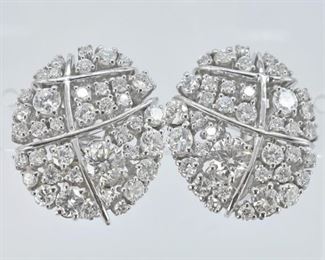 14K White Gold Diamond Earrings, 3.60 Cttw