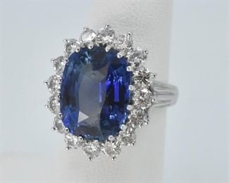 10.5 ct Ceylon Sapphire and Diamond Ring