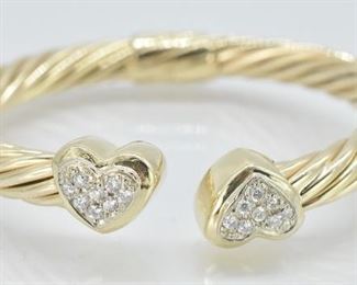14K Yellow Gold Carden Hinged Diamond Bracelet