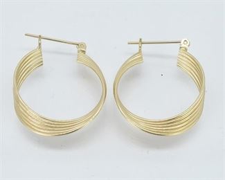 14K Yellow Gold Hoop Pierced Earrings