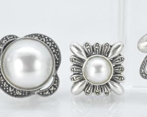 Marcasite Sterling Brooch, Earrings and Size 6 3/4 Ring