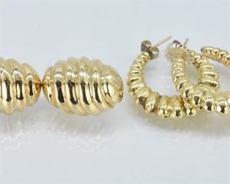 2 Pair of Pierced Gold Earrings