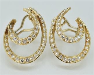 14K Diamond Double Oval Earrings