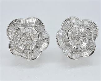 3.0 ct Diamond Cluster Flower Earrings