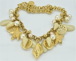 Louis Feraud Beach Theme Charm Necklace 19"