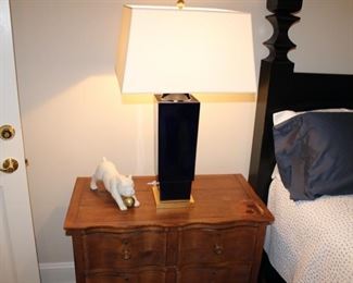 Pair of black designer lamps, very heavy with custom shades.  $650
