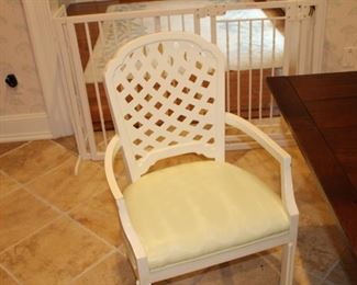 2 Arm chairs and 4 side chairs with yellow leather custhions in excellent condition. $950