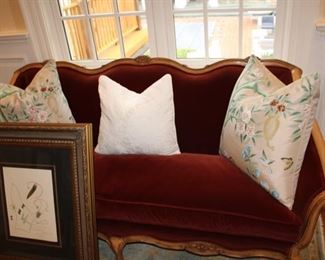 Victorian-style sofa in perfect condition, done in a burgundy velvet fabric. $1,200 or best offer. It is perfect!
