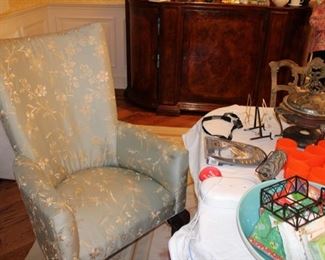 One of two Silk embroidered chairs $450 Each