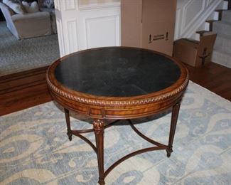 Maitland Smith leather top foyer table, $450