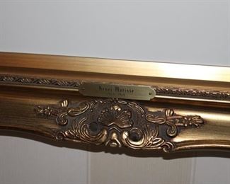 Henri Mattise print framed and matted $2,000