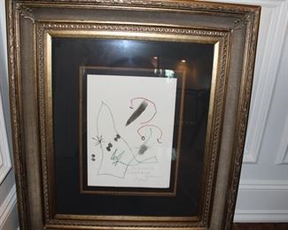 Joan Miro' Collotype, signed and authenticated.