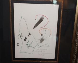 Joan Miro' signed Collotype with Certificate of Authenticity.