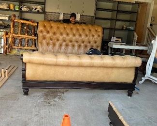King-size Ralph Lauren Leather tufted sleigh bed $2,950